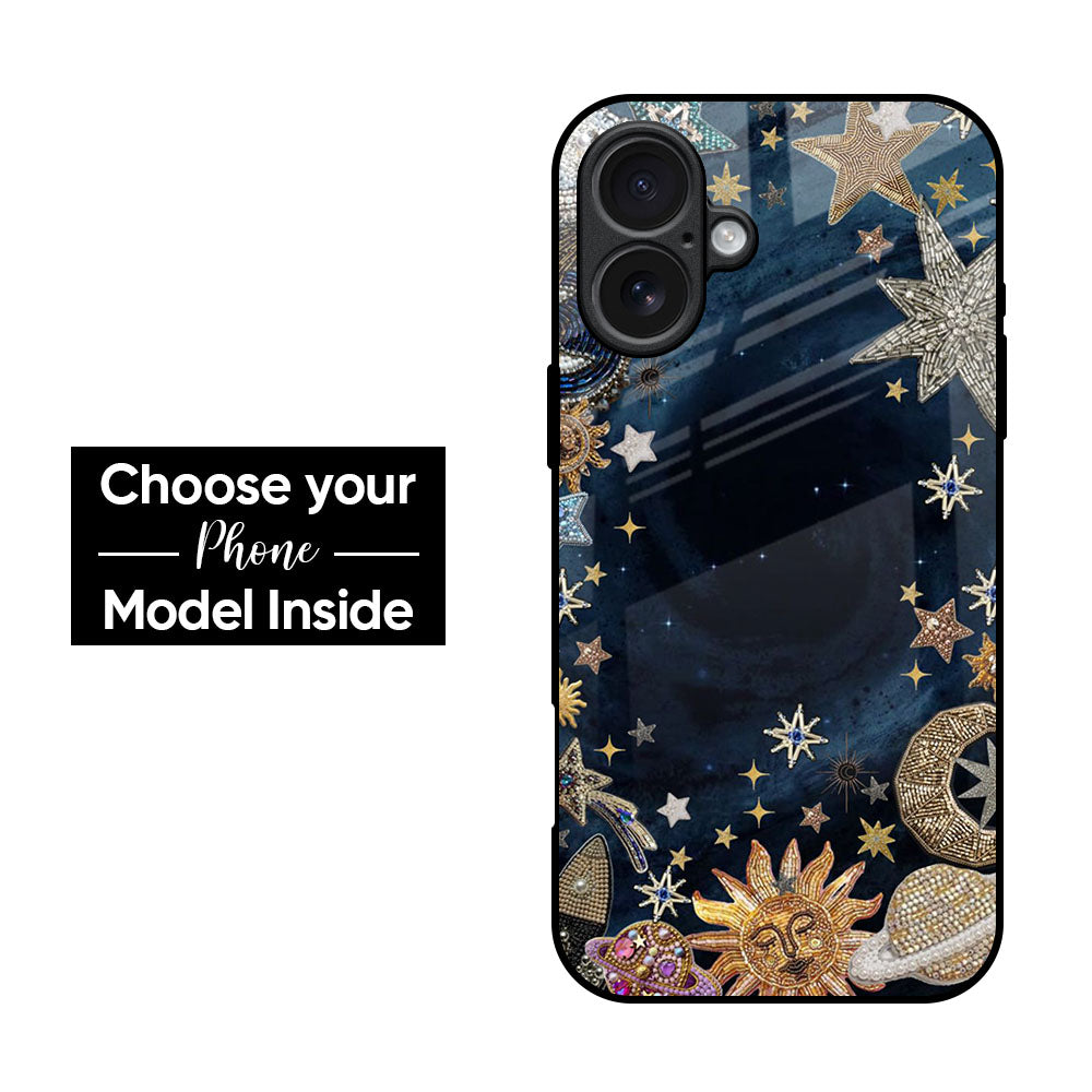 Golden Celestial Stars Glass Case