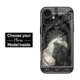 Black And White Horses Glass Case