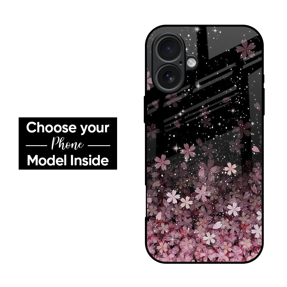 Sparkling Pink Petals Glass Case