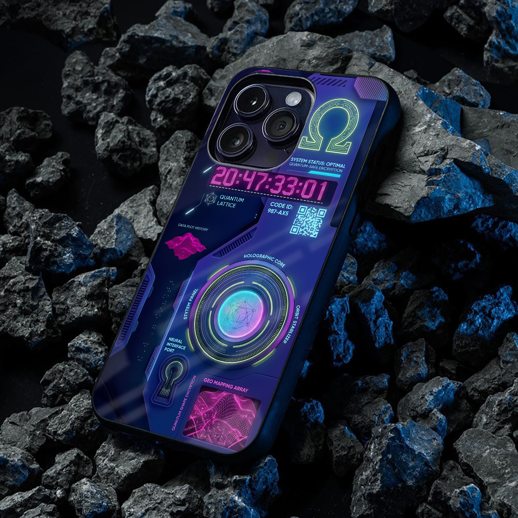 Neon Pulse Glass Case - Glass Back Cover for Phone (View 1)