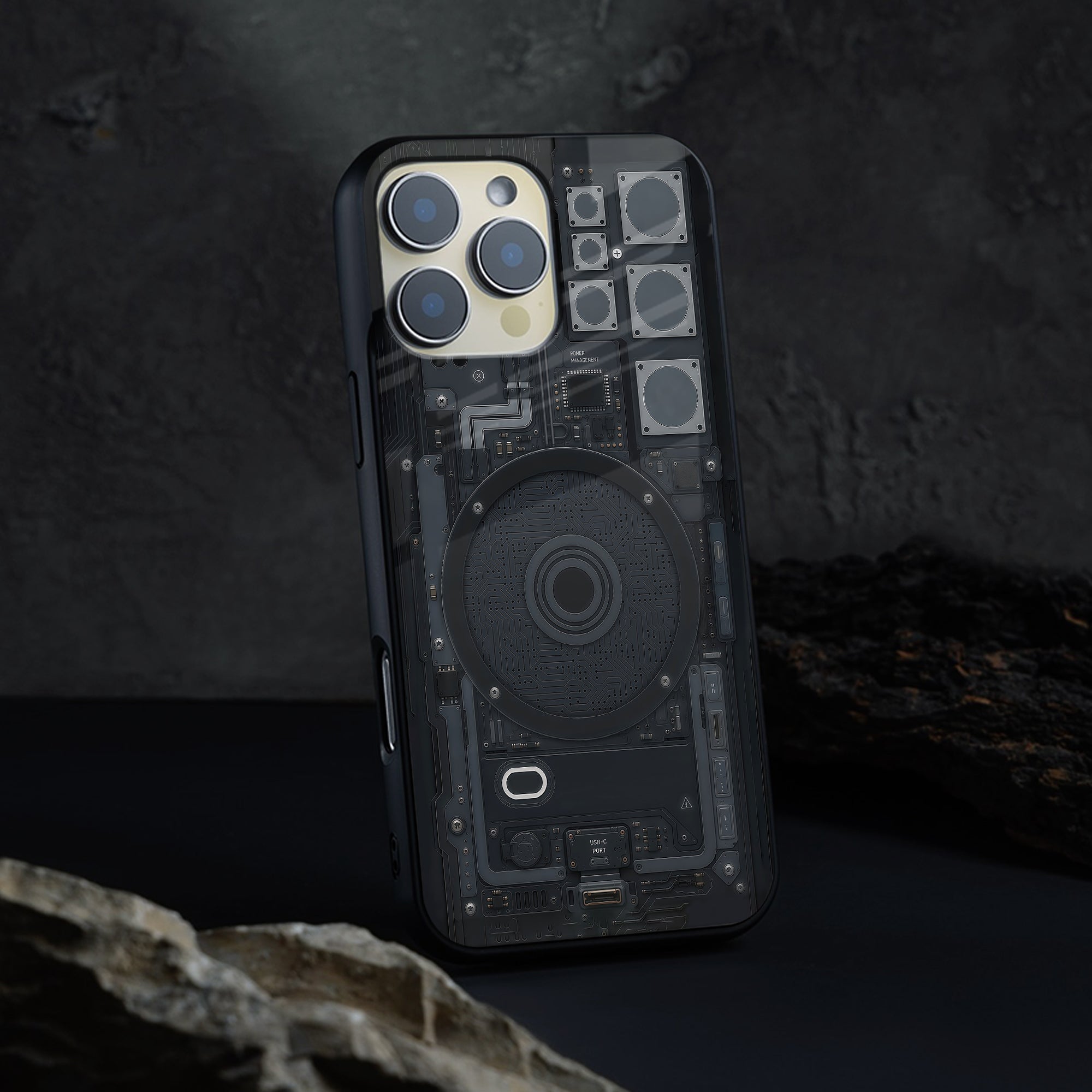 Silver Mech Glass Case - Glass Back Cover for Phone (View 1)