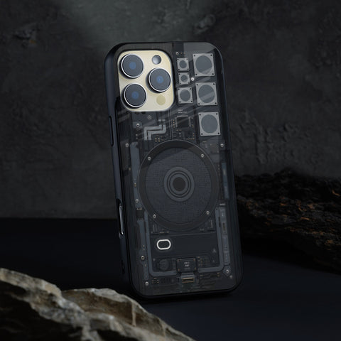 Silver Mech Glass Case - Glass Back Cover for Phone (View 1)