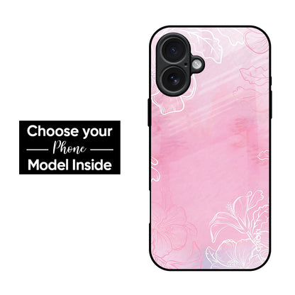 Watercolor Pink Floral Glass Case