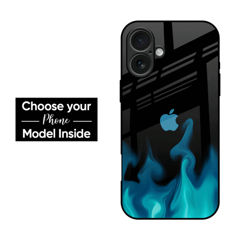 Teal Flames Glass Case