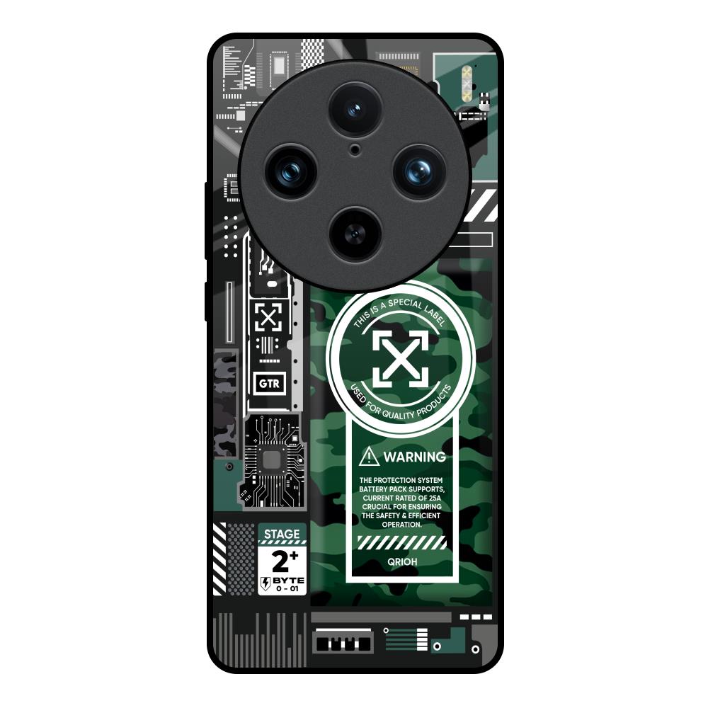 Green Camo Circuit Vivo X100 Pro 5G Glass Back Cover Online