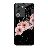 Floral Black Band Vivo Y200 5G Glass Back Cover Online