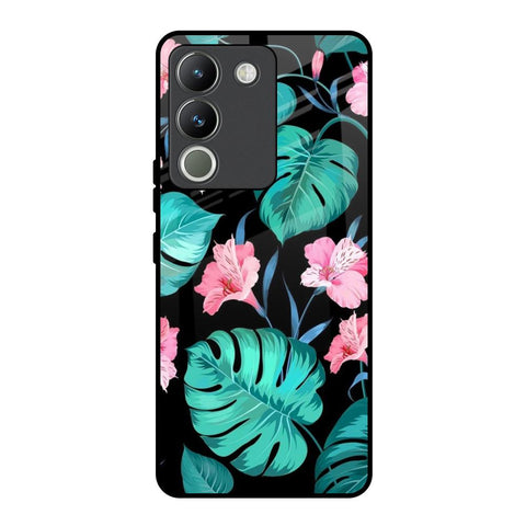 Tropical Leaves & Pink Flowers Vivo Y200 5G Glass Back Cover Online