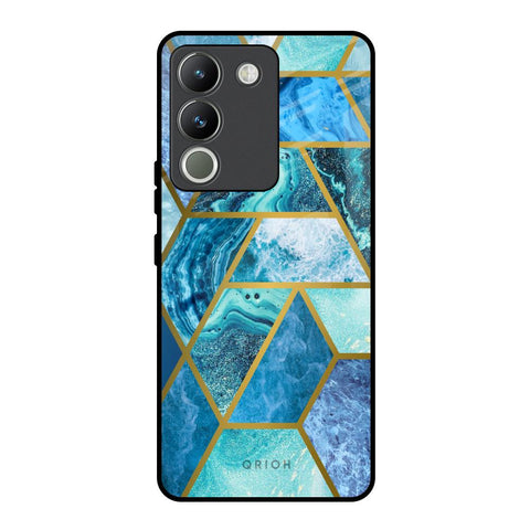 Turquoise Geometrical Marble Vivo Y200 5G Glass Back Cover Online