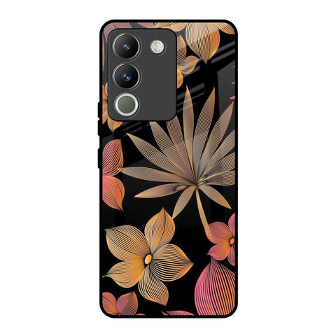 Lines Pattern Flowers Vivo Y200 5G Glass Back Cover Online