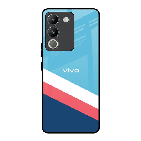 Pink & White Stripes Vivo Y200 5G Glass Back Cover Online