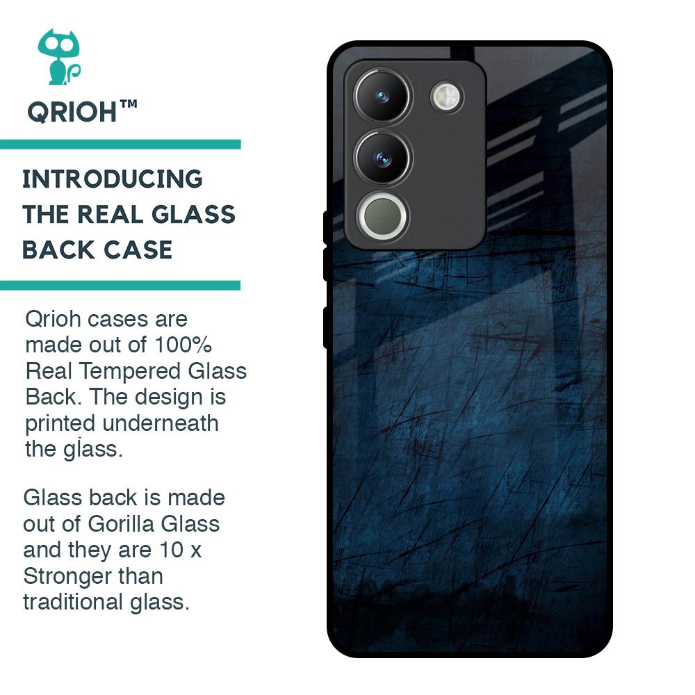 Dark Blue Grunge Glass Case for Vivo Y200 5G