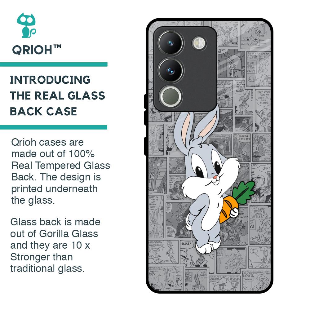 Cute Baby Bunny Glass Case for Vivo Y200 5G