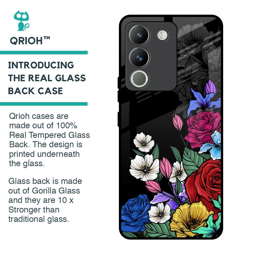 Rose Flower Bunch Art Glass Case for Vivo Y200 5G