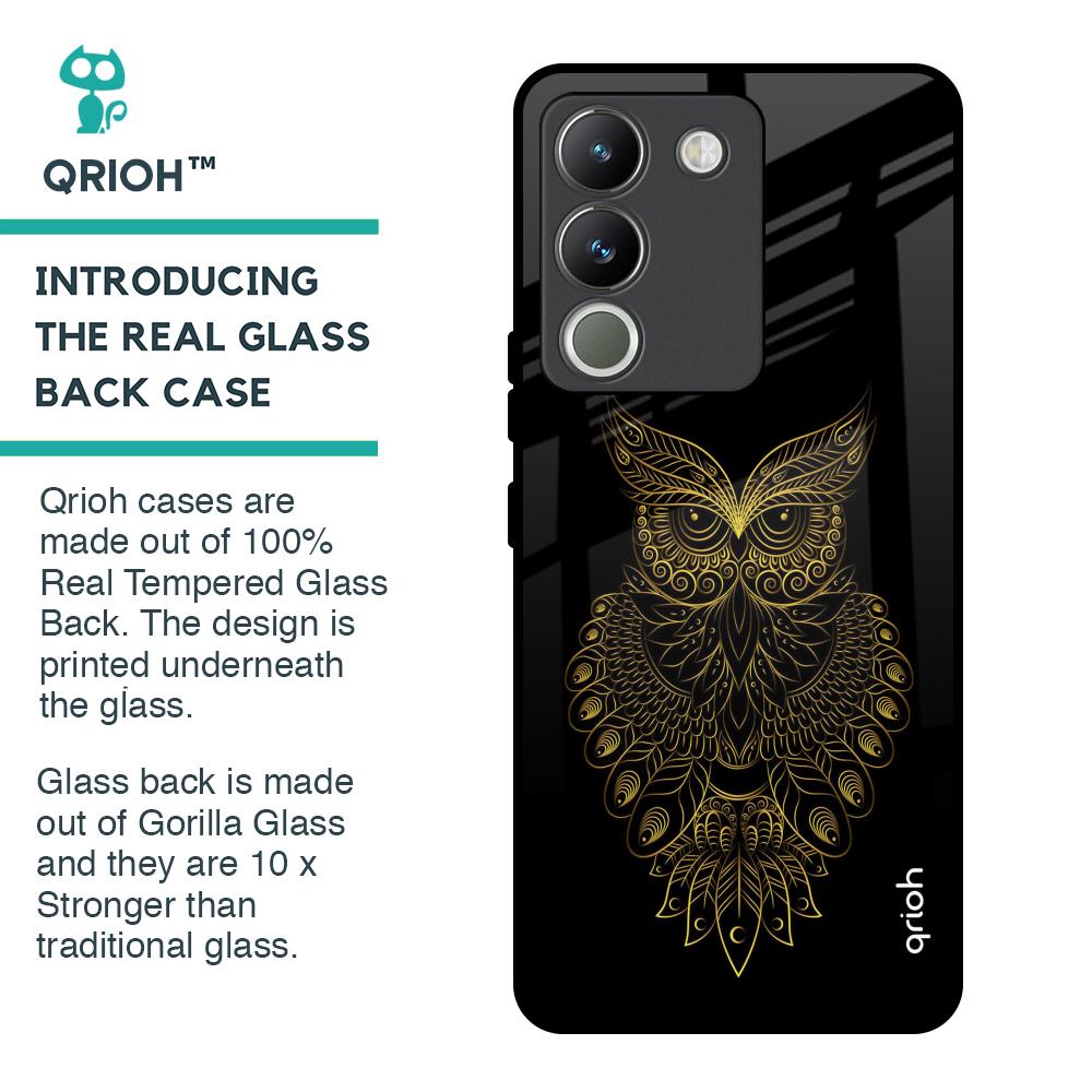 Golden Owl Glass Case for Vivo Y200 5G