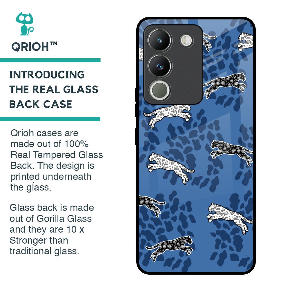 Blue Cheetah Glass Case for Vivo Y200 5G