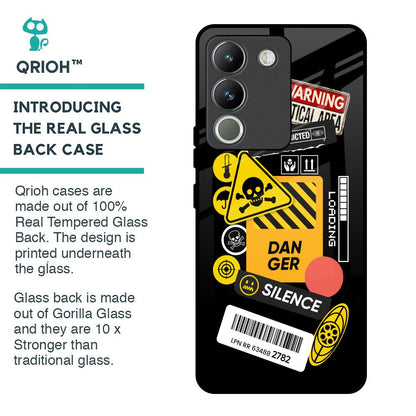 Danger Signs Glass Case for Vivo Y200 5G