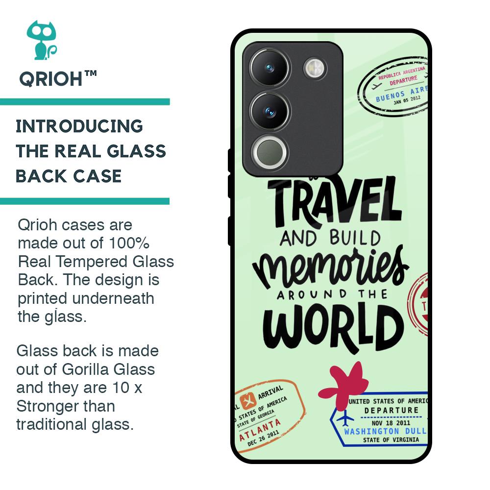 Travel Stamps Glass Case for Vivo Y200 5G