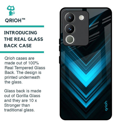 Vertical Blue Arrow Glass Case For Vivo Y200 5G