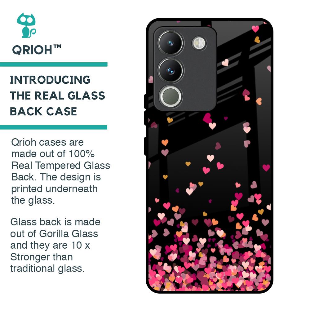 Heart Rain Fall Glass Case For Vivo Y200 5G