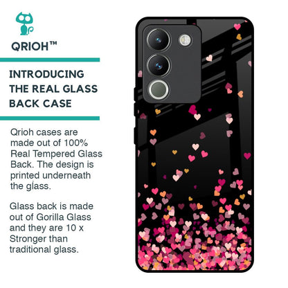 Heart Rain Fall Glass Case For Vivo Y200 5G
