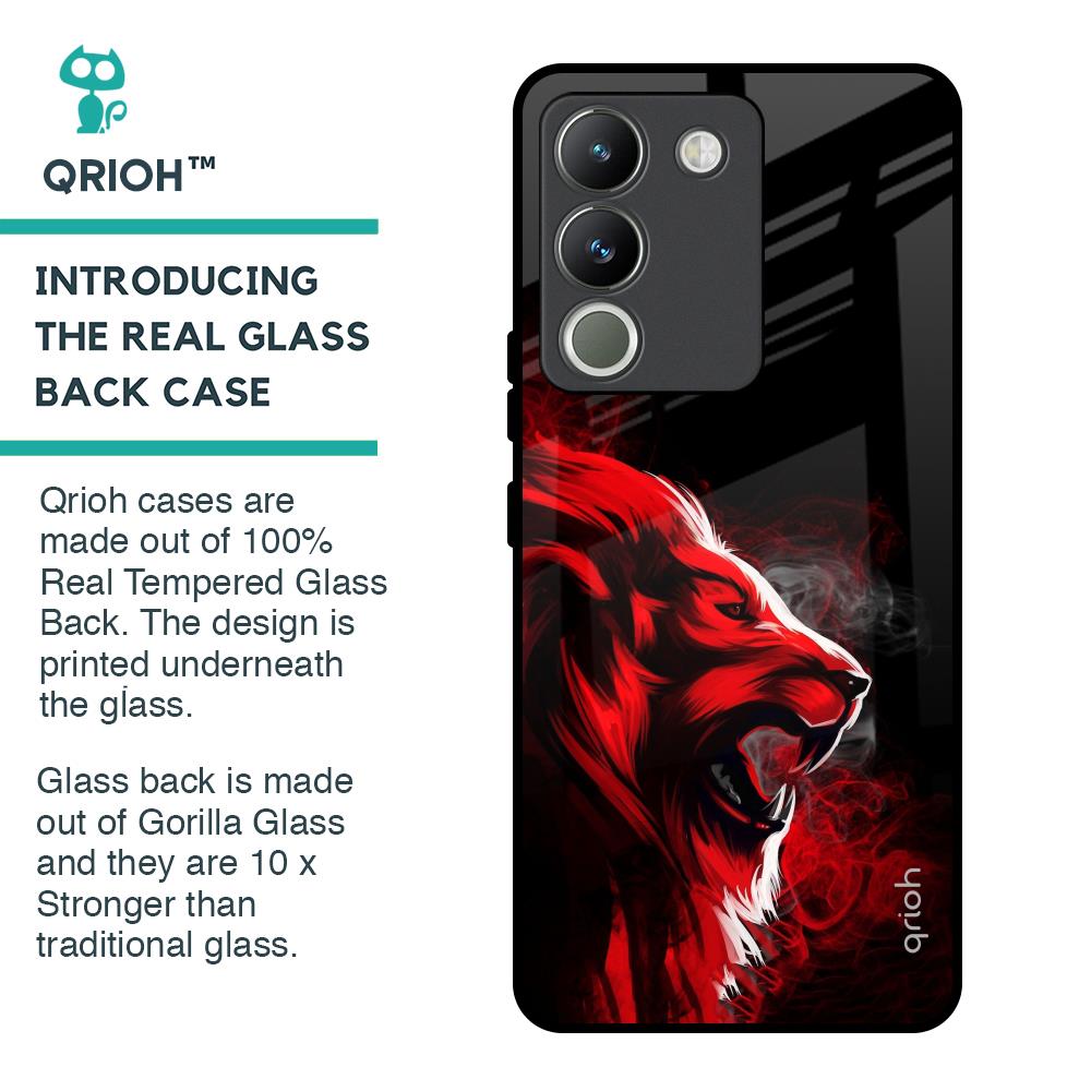 Red Angry Lion Glass Case for Vivo Y200 5G