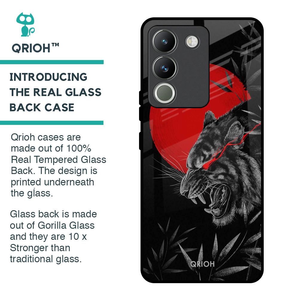 Red Moon Tiger Glass Case for Vivo Y200 5G