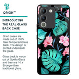 Tropical Leaves & Pink Flowers Glass Case for Vivo Y200 5G