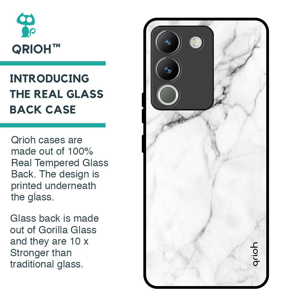 Modern White Marble Glass Case for Vivo Y200 5G