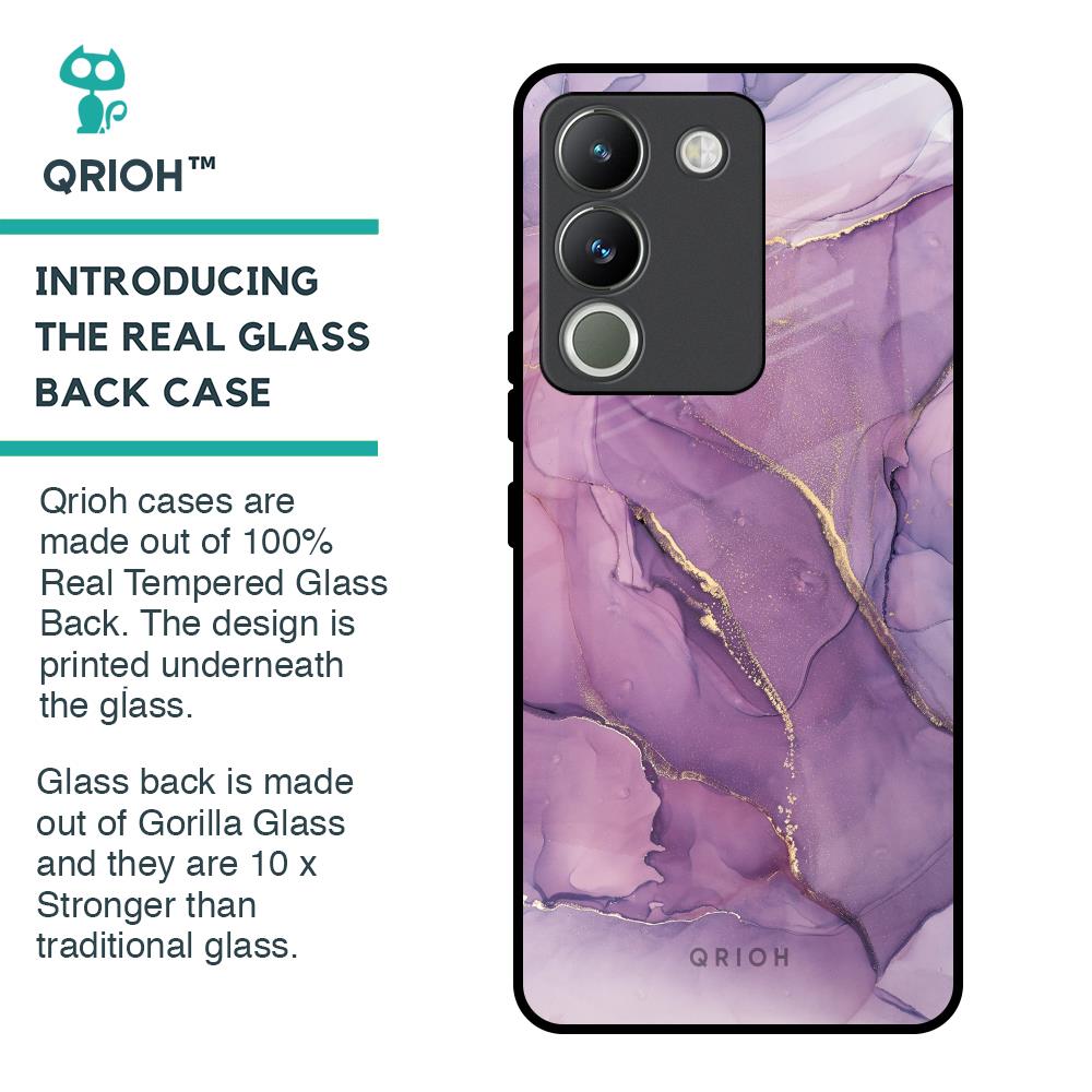 Purple Gold Marble Glass Case for Vivo Y200 5G