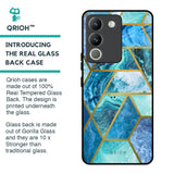 Turquoise Geometrical Marble Glass Case for Vivo Y200 5G