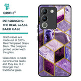 Purple Rhombus Marble Glass Case for Vivo Y200 5G