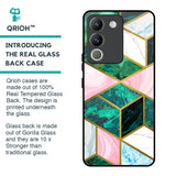 Seamless Green Marble Glass Case for Vivo Y200 5G