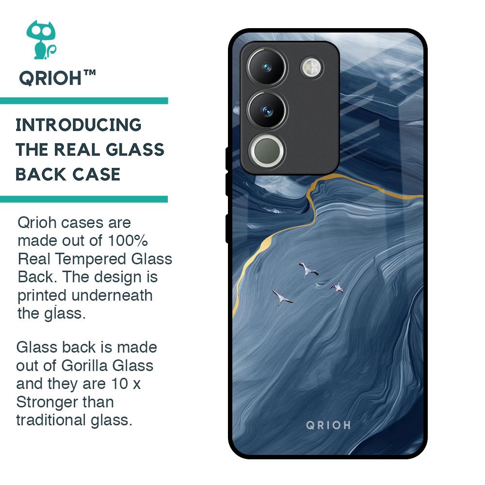 Deep Ocean Marble Glass Case for Vivo Y200 5G