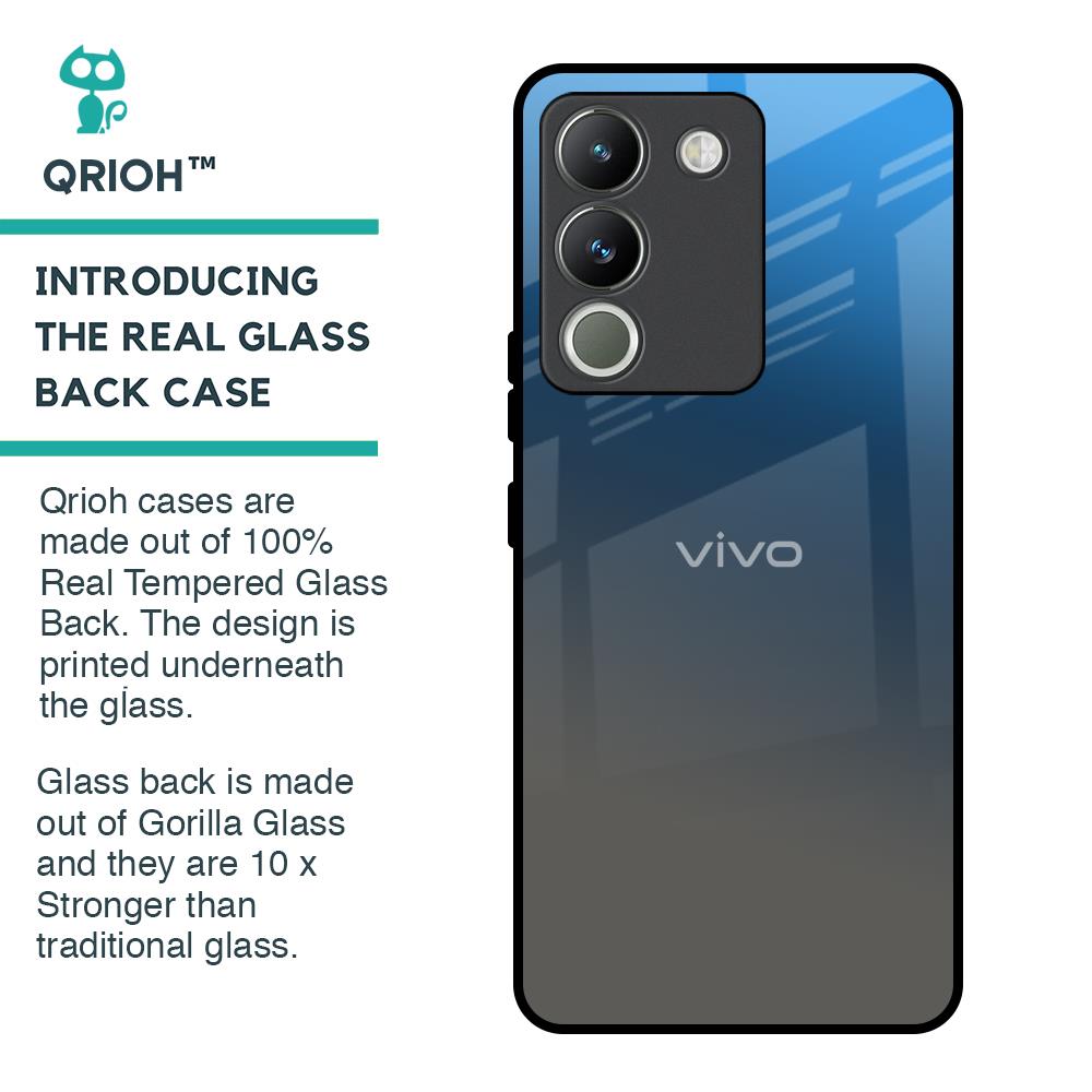 Blue Grey Ombre Glass Case for Vivo Y200 5G