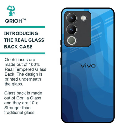 Blue Wave Abstract Glass Case for Vivo Y200 5G