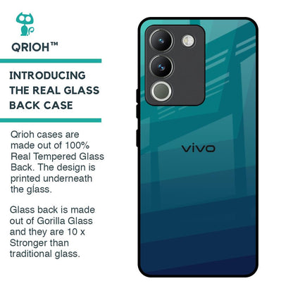Green Triangle Pattern Glass Case for Vivo Y200 5G