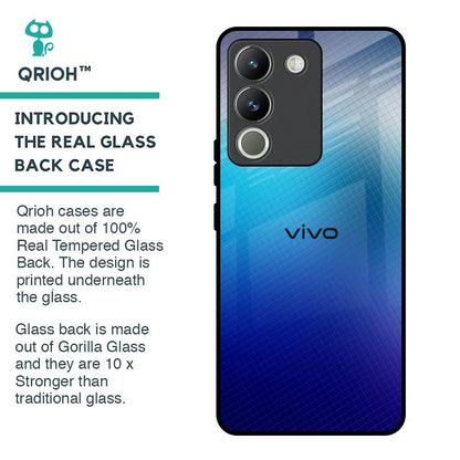 Blue Rhombus Pattern Glass Case for Vivo Y200 5G
