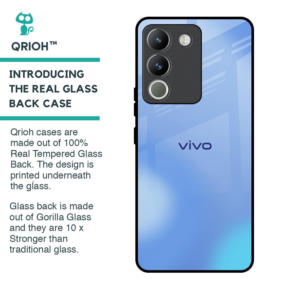 Vibrant Blue Texture Glass Case for Vivo Y200 5G