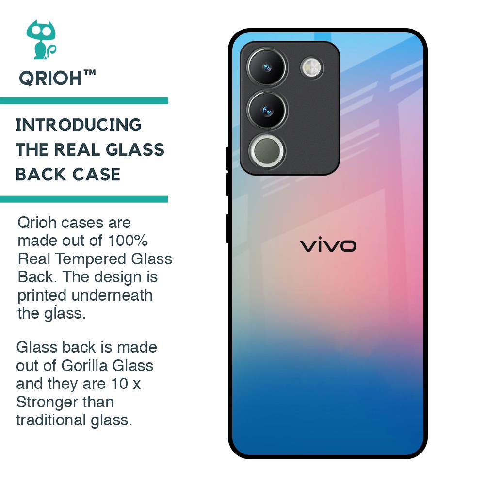 Blue & Pink Ombre Glass case for Vivo Y200 5G