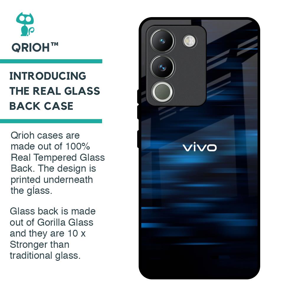 Blue Rough Abstract Glass Case for Vivo Y200 5G