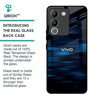 Blue Rough Abstract Glass Case for Vivo Y200 5G