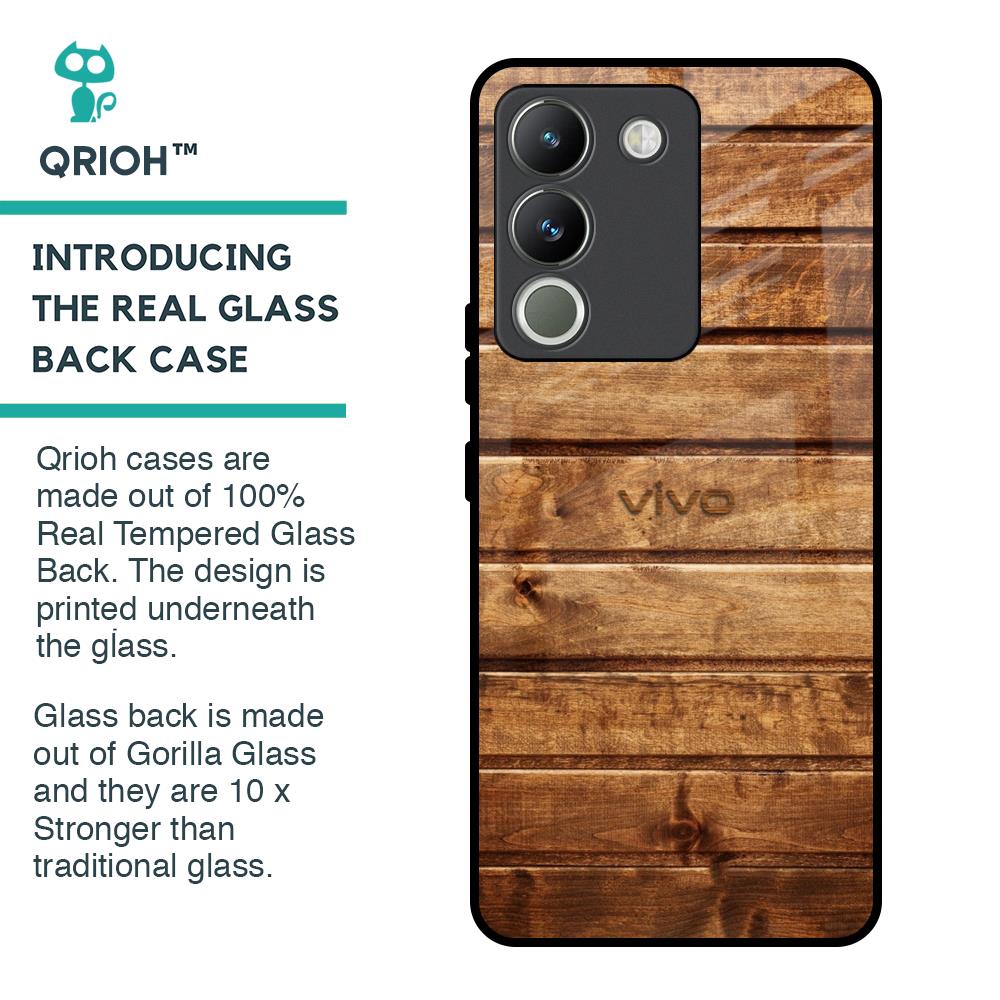 Wooden Planks Glass Case for Vivo Y200 5G