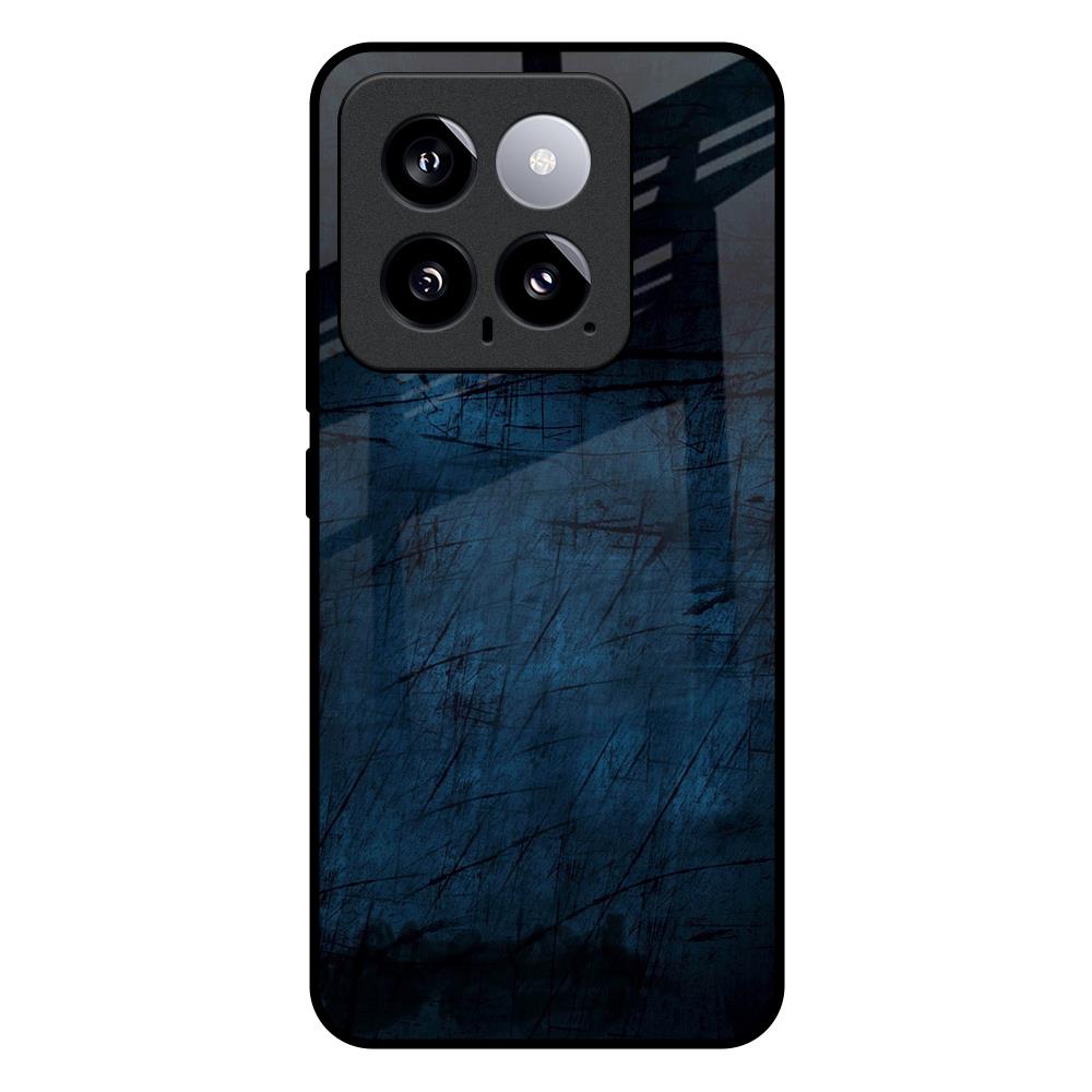 Dark Blue Grunge Mi 14 Glass Back Cover Online