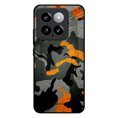 Camouflage Orange Mi 14 Glass Back Cover Online
