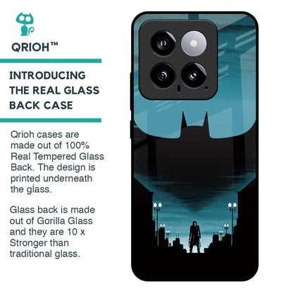 Cyan Bat Glass Case for Mi 14