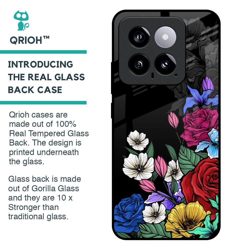 Rose Flower Bunch Art Glass Case for Mi 14