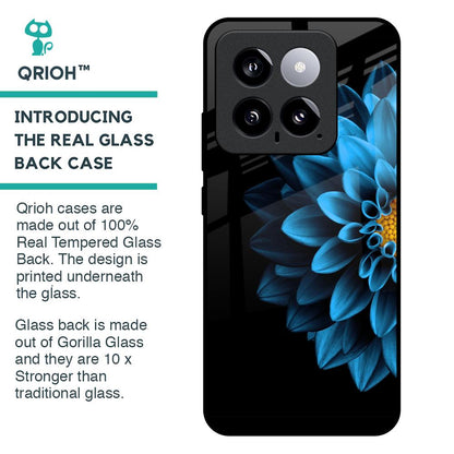 Half Blue Flower Glass Case for Mi 14
