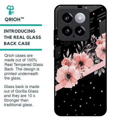 Floral Black Band Glass Case For Mi 14