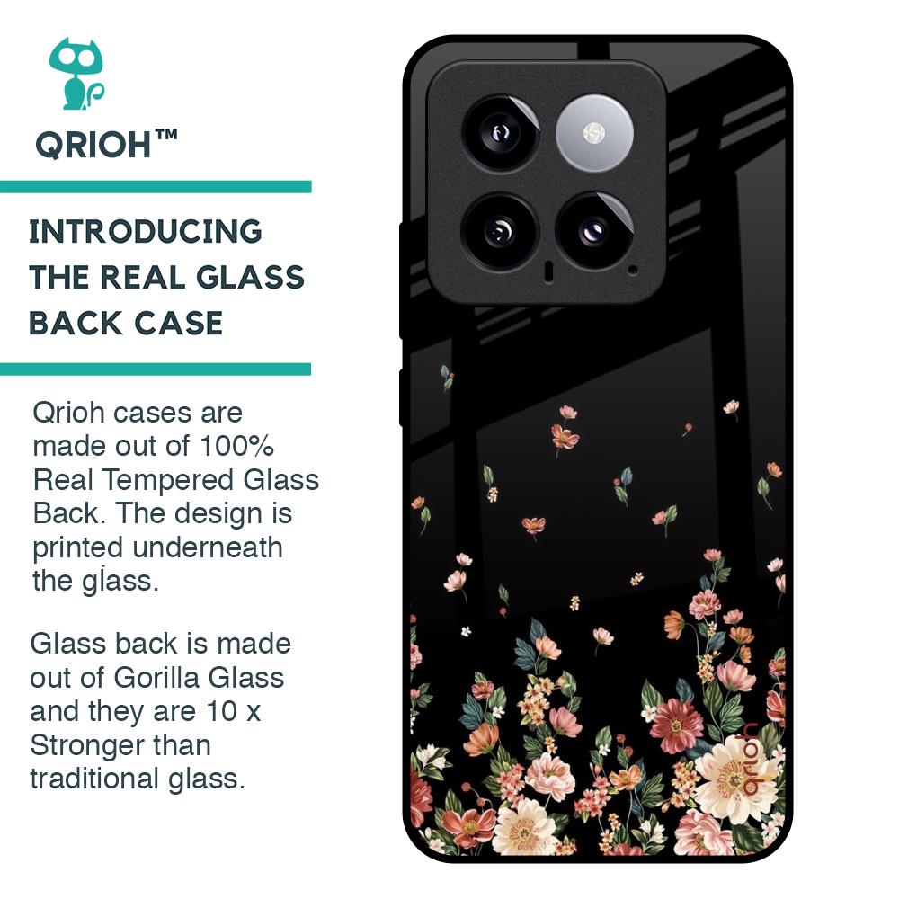 Floating Floral Print Glass Case for Mi 14