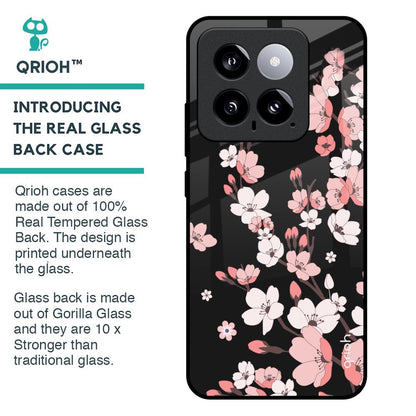 Black Cherry Blossom Glass Case for Mi 14